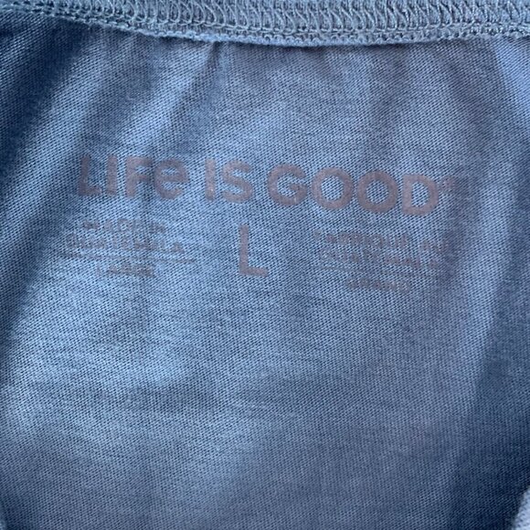 Life Is Good Blue Gone Fishin Short Sleeve Crusher Tee Shirt Mens Large - Picture 3 of 5